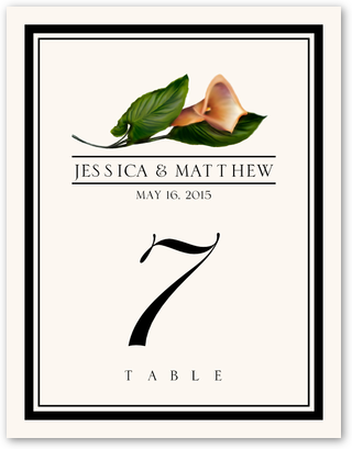 Calla Lily (orange) Flower Assortment Wedding Table Numbers